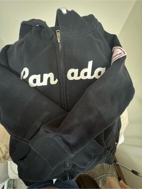 Canada Black Zip-Up Kids Hoodie Jacket